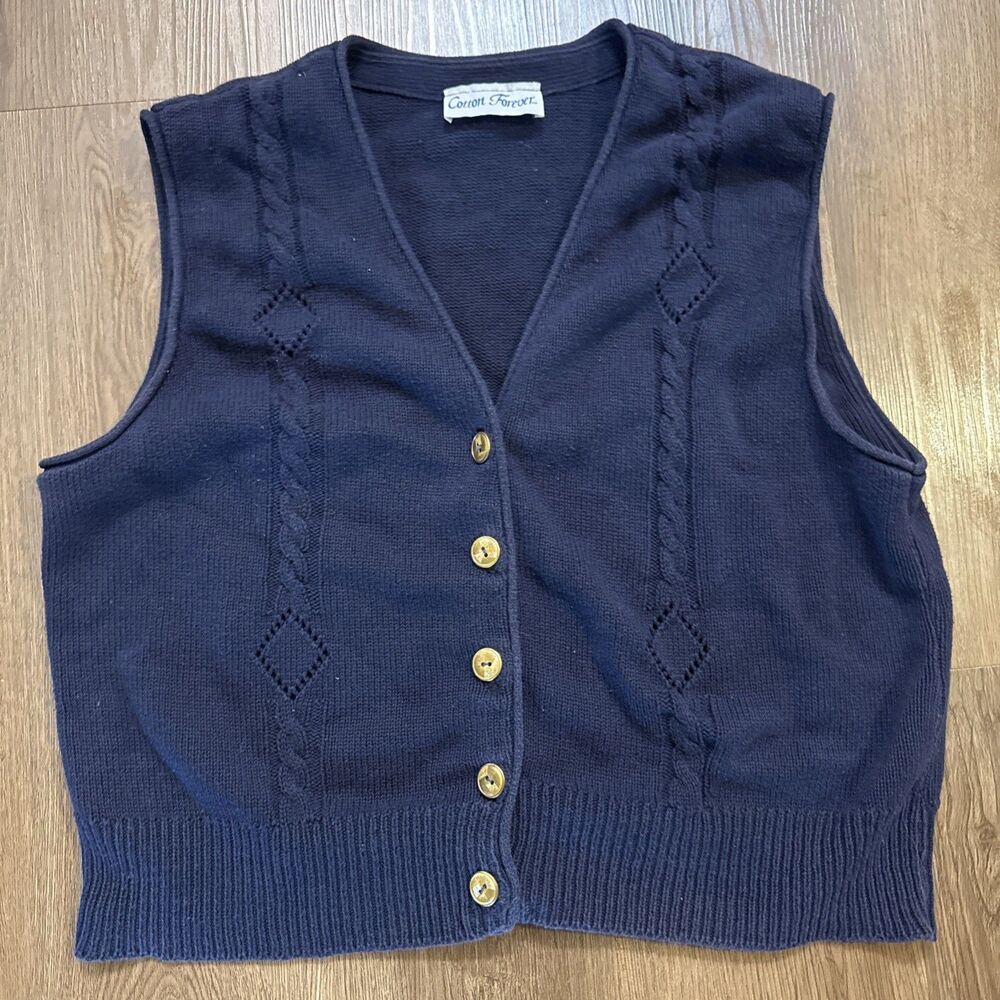 Navy Blue Sweater Best Cropped Fit Cable Knit Detail Size Extra Large